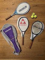 Head - oldschool - Tasche mit drei Tennisschläger 