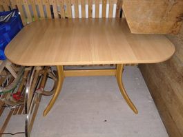 Table with extension leaf light wood oval 140cm x 90cm used