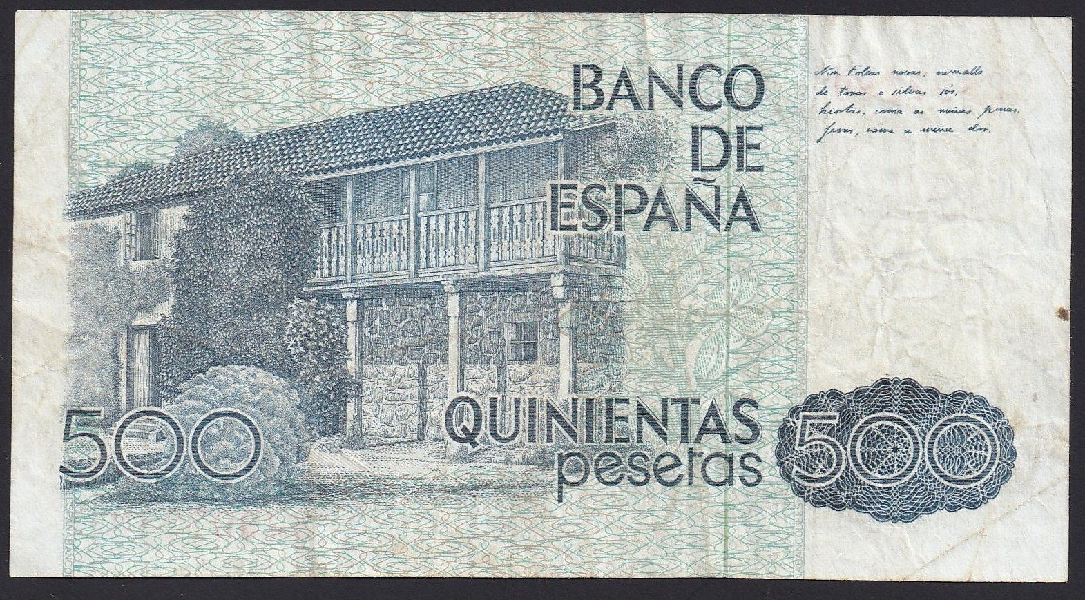 Banconote: Spanien 500 Pesetas 1979 – Usato da Brugg AG venduto da banknoten_muesli 1