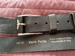 Ledergurt Voll-Leder schwarz 120 cm