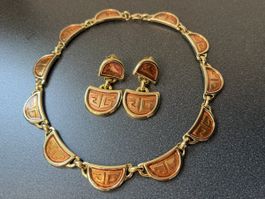 Set David Grau Vintage Halskette+Ohrringe Luxus Modeschmuck 