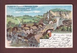 GENEVE - Expo 1896 - Village suisse - 1902 Litho Schlumpf