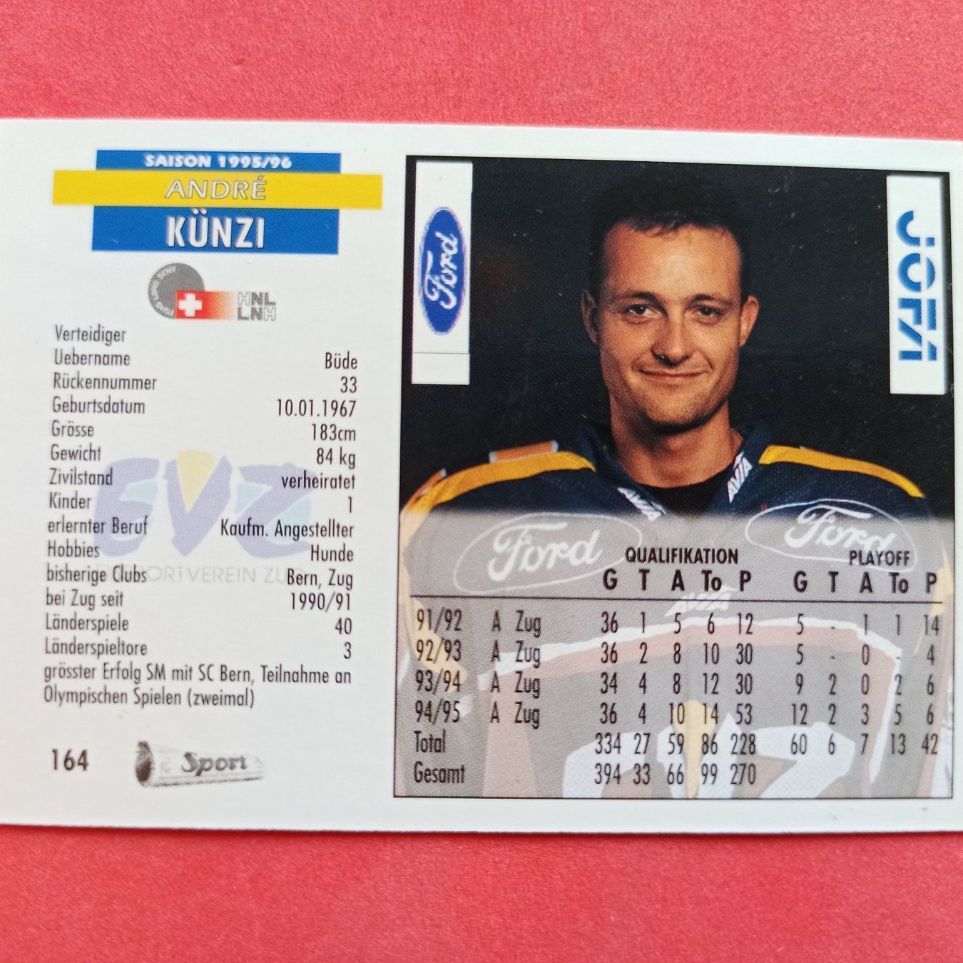 Carte collezionabili: Andre Künzi - EV ZUG - 1995/96 – Usato da Dübendorf venduto da kb86_MOVIE 1