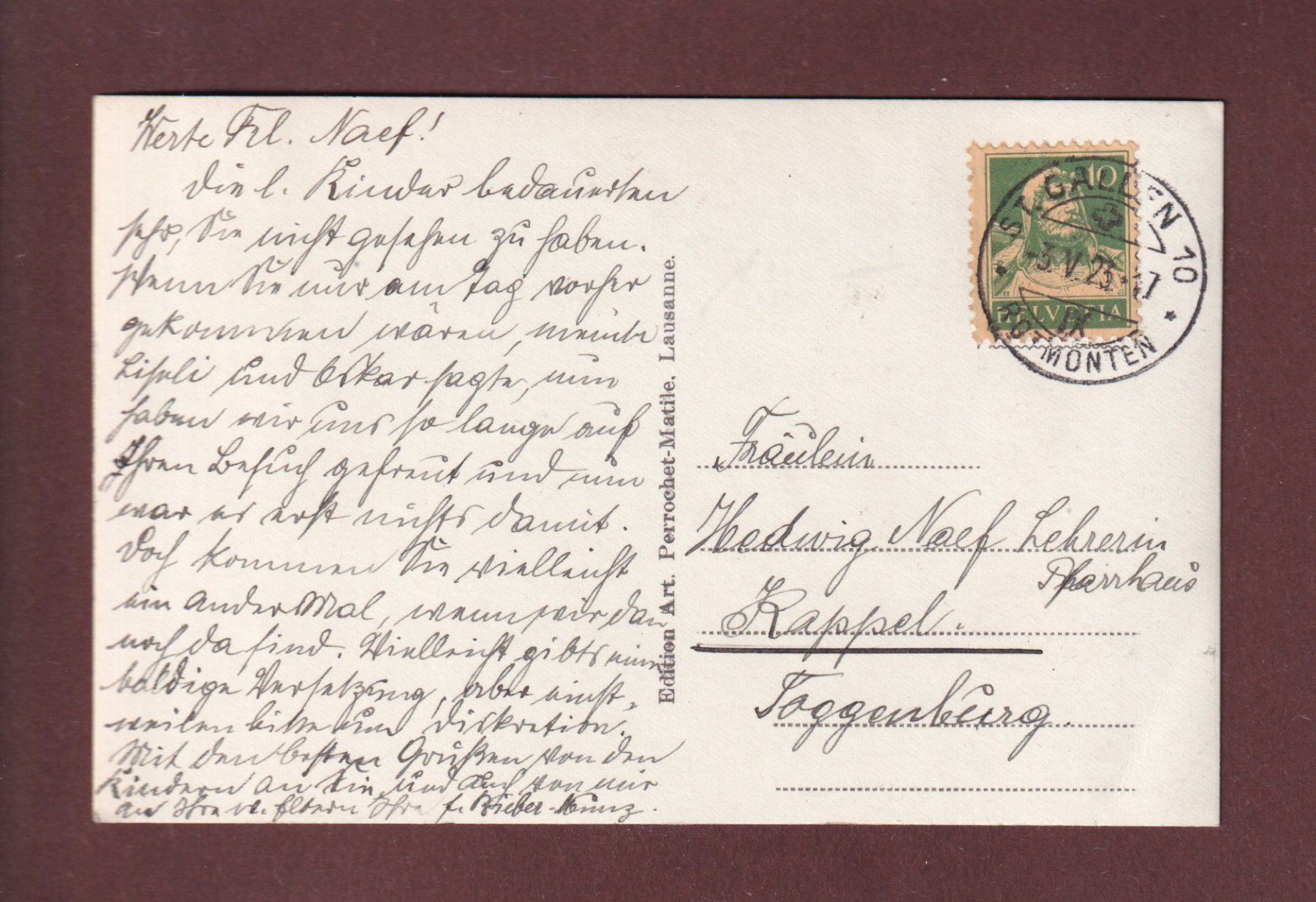 Cartoline postali: ST. GALLEN - Gewerbeschule - 1923 // Eckbug // – Usato da Pully venduto da nicecards 1