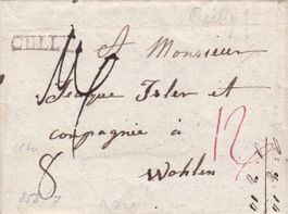 1830, "Cully", Stabstempel auf Faltbrief mit Inhalt nach