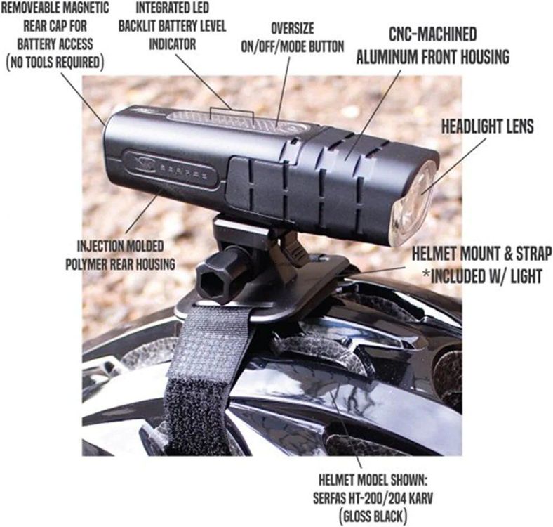 NEU 100 Serfas Kletterhelm Lampe Helm Stirnlampe Go Pro (Neu - Main Image