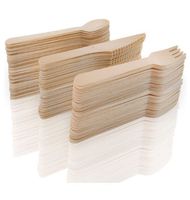 Holzbesteck 50 x Holzgabel, 50 x Holzmesser, 50 x Holzlöffel