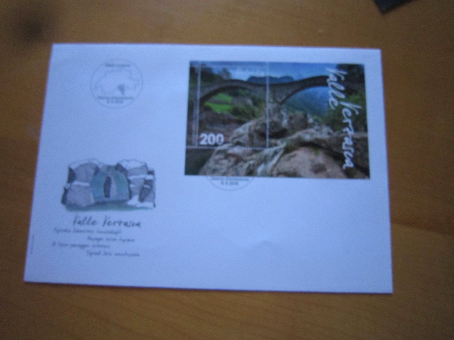 Tous les timbres: 2016 Grossbrief mit Block Val Verzasca – D'occasion à Gordola par Polentaefung