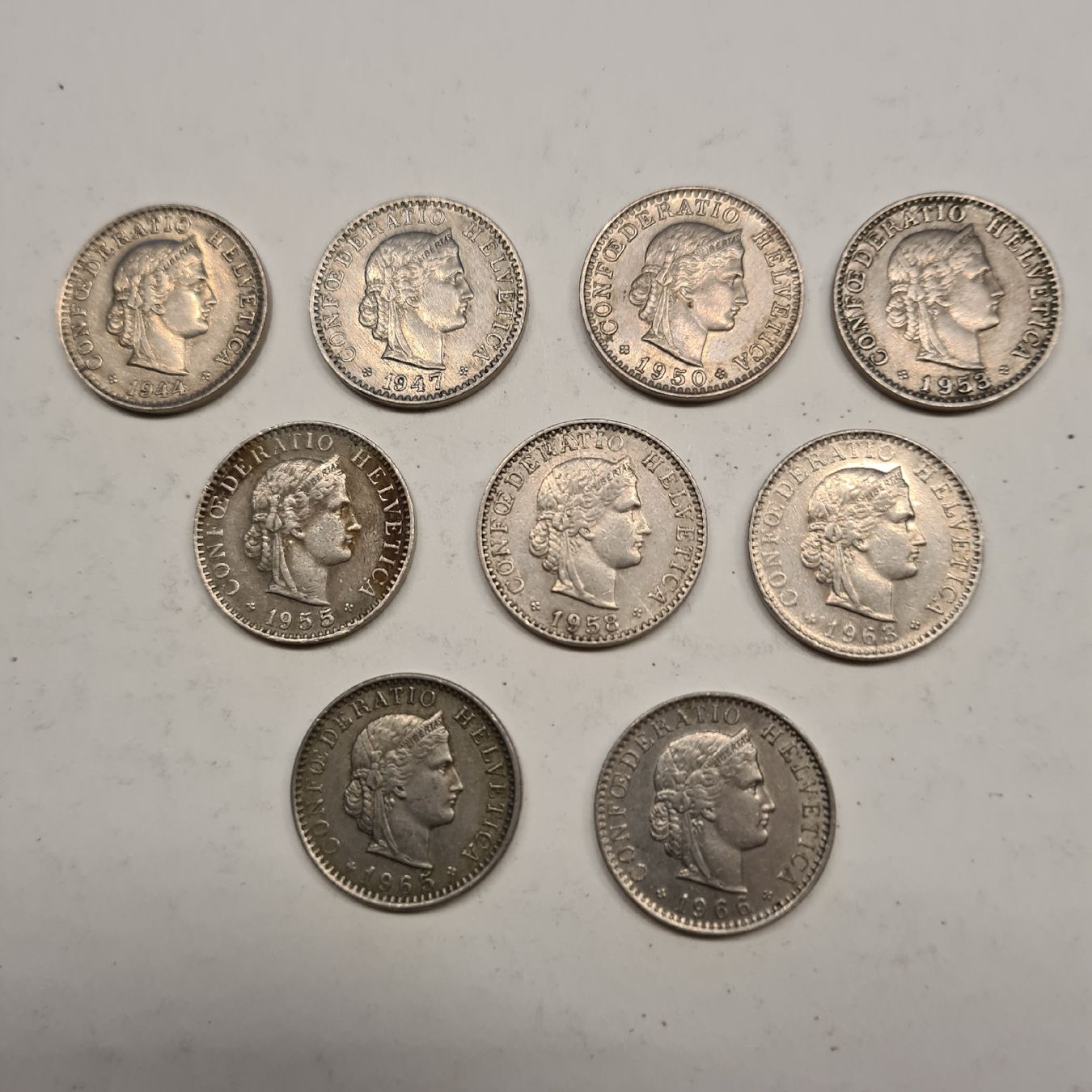 Alle Münzen: 20 Rappen 1944 - 1966 kleines Lot – Gebraucht aus Weier im Emmental von Jimmy911