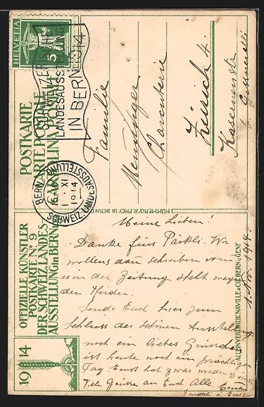 Cartoline postali: Schweizer Landesausstellung in Bern 1914 – Usato da Berlin venduto da bartko-reher 1