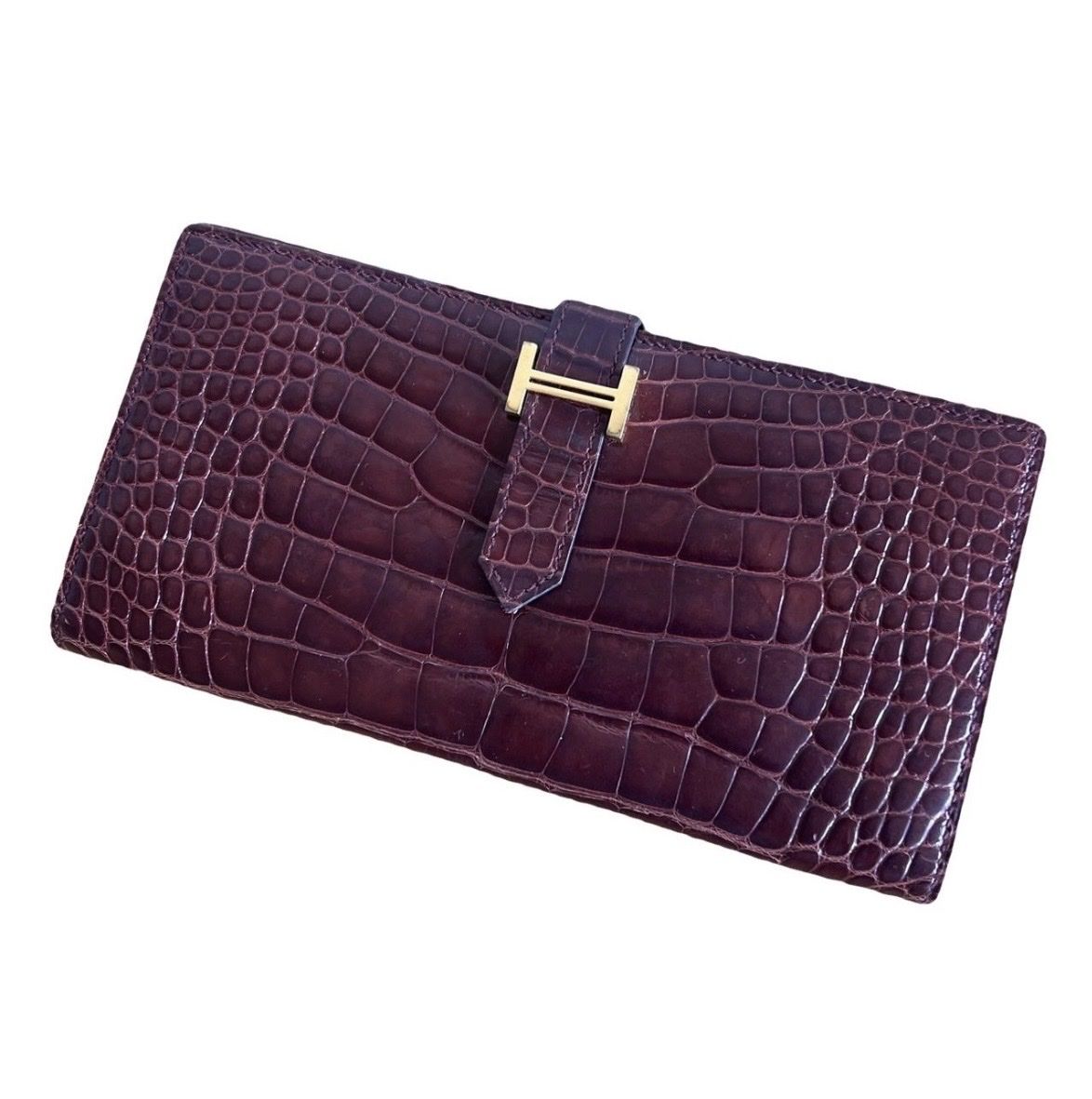 Hermès Portefeuilles: Hermès Krokodil Bordeaux  – D'occasion à Basel par mimi8668