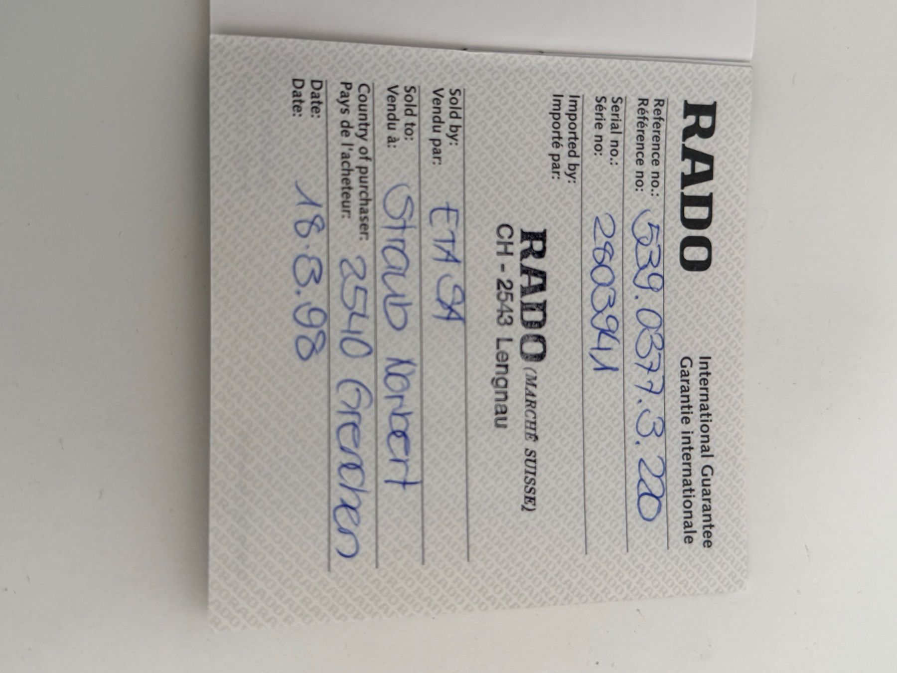 Rado Orologi: RADO DIASTAR – Difettoso da Wettingen venduto da jo_walters 6