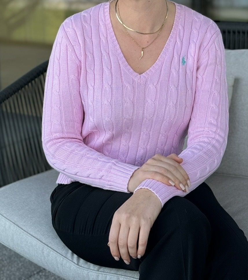Ralph Lauren Maglioni & Felpe: Ralph Lauren Pullover rosa Zopfmuster S v Ausschnitt  – Usato da Staad SG venduto da Chirrari