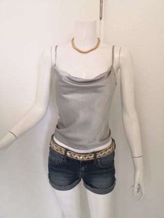 🤩MANGO TOP SATIN SILBER