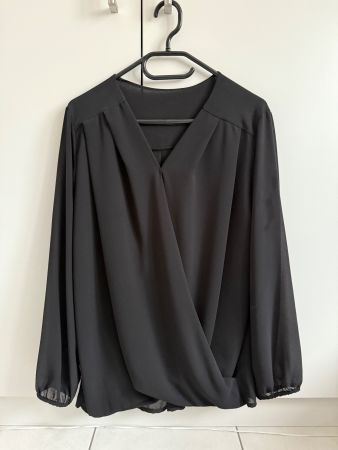 Bluse in Wickeloptik - Schwarz - Grösse ca. 36