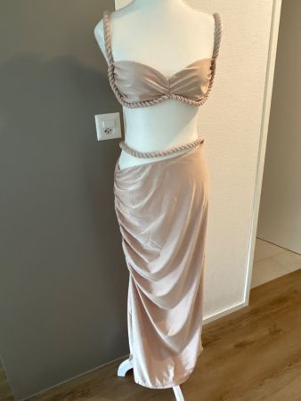 Oberteil und Maxi Jupe Set beige von Nice to Meet You Gr. L