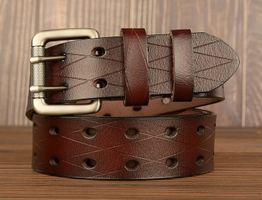 Vintage Gürtel Leder Double Pin - Ceinture en cuir