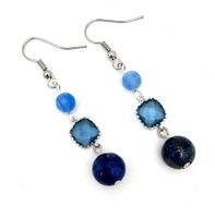 Lapis Lazuli Ohrhänger - Blau versilbert - Ohrringe neu