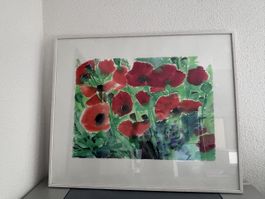 Original Aquarell Bild Mohnblumen