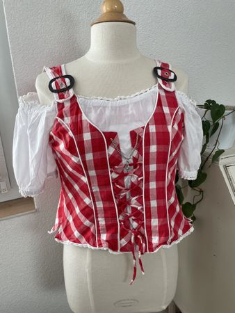 Schöne rot-weisses Dirndl-Bluse Gr. 36 Oktoberfest Tracht