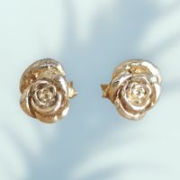 Ohrstecker vergoldet Rosen Motiv