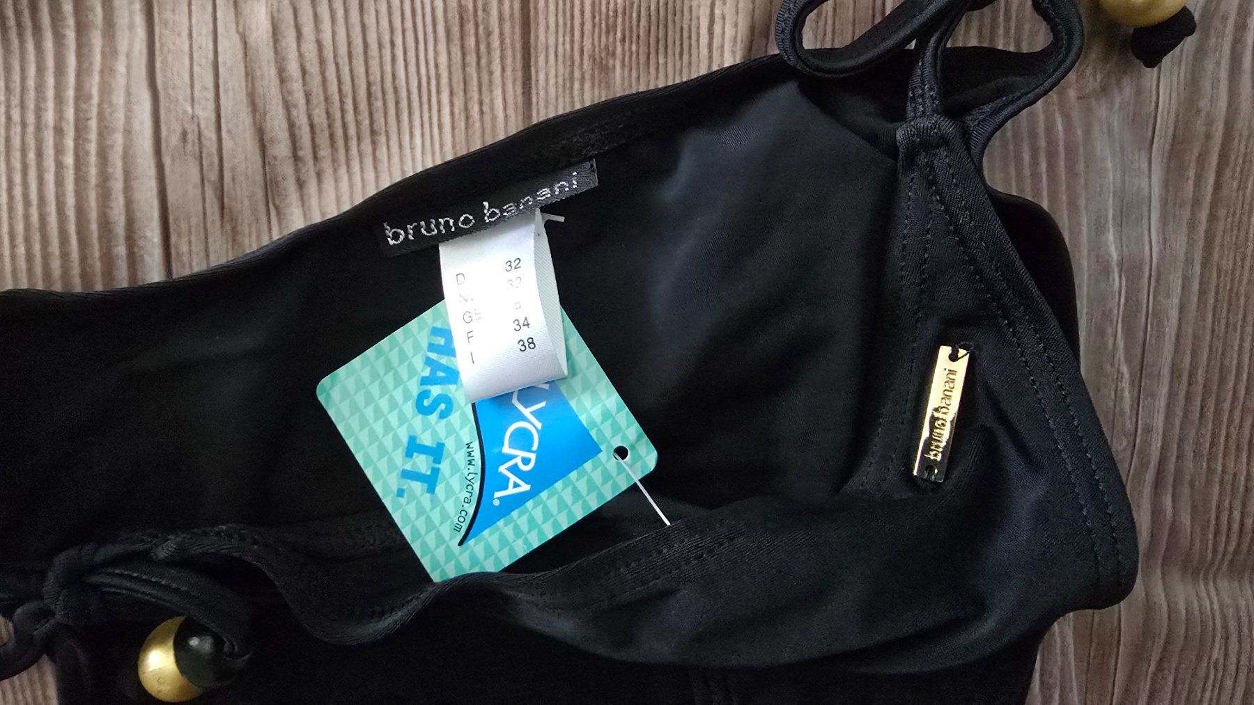 Bruno Banani Badekleider & Bikinis: 🚀 bruno banani Triangel-Bikini - 32 - Schwarz 👙 Goldperlen – Neu und originalverpackt aus Thalwil von VitaMini 3