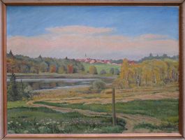 Oelbild Leinwand Paul Diesslin Ortsbild See