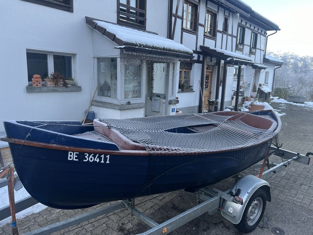 Fischerboot Deko 6,5 Cm - Blaues Holz Boot Tischdeko
