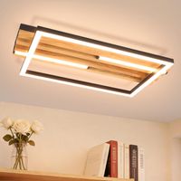 LED Deckenleuchte Holz 38cm 24W Schwarz Rechteck 3000K