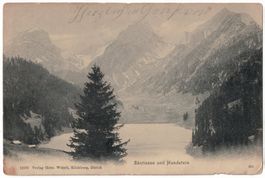 Säntissee und Hundstein, Stempel Hoher Kasten, gelaufen 1906
