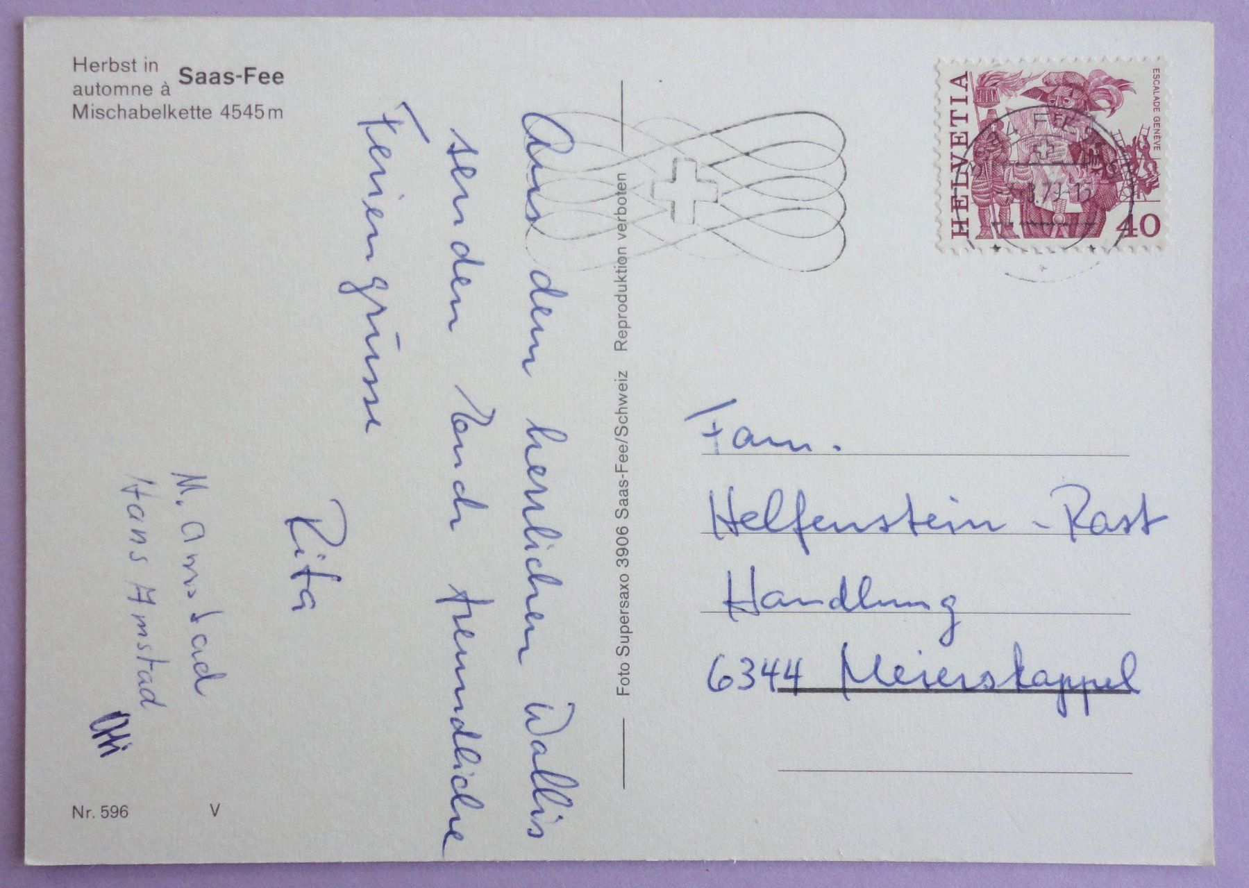 Cartes postales: Herbst in Saa-Fee – D'occasion à Fétigny par Billy2miny 1