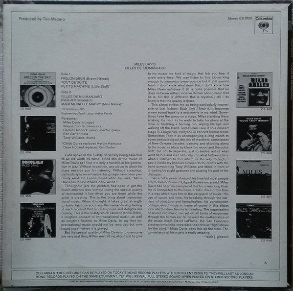 CD: Davis Miles: Filles de Kilimanjaro CD-CB – Nuovo (secondo la descrizione) da Steinhausen venduto da Vilivinili 1