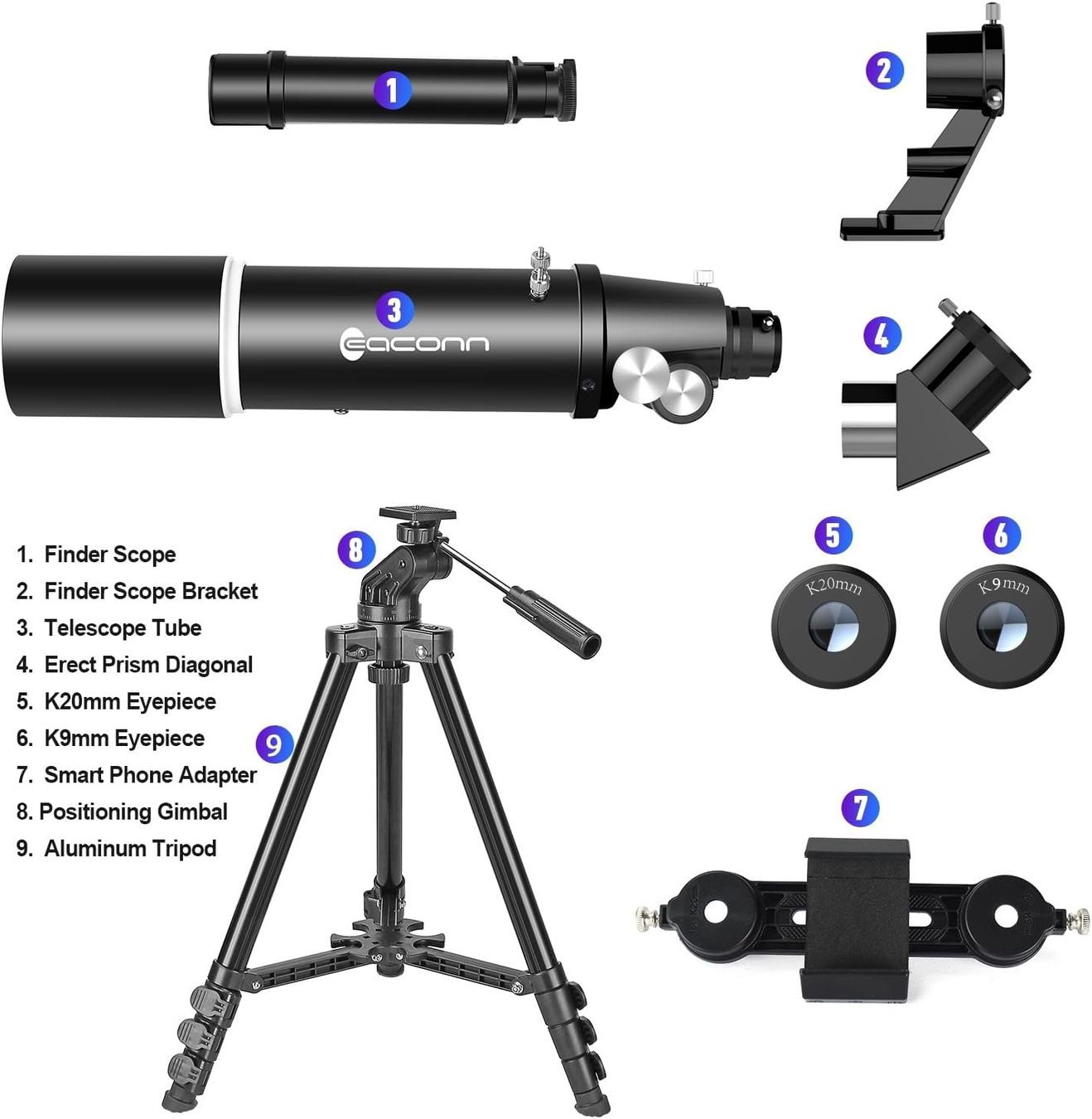 Telescopi: Teleskop Astronomie 80mm 600mm Refraktor mit Rucksack – Nuovo e nell'imballaggio originale da Schaffhausen venduto da AllesMussRaus90 5