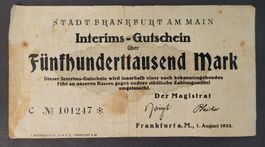 500'000 MARK / FRANKFURT AM MAIN 1923 (Interims-Gutschein)