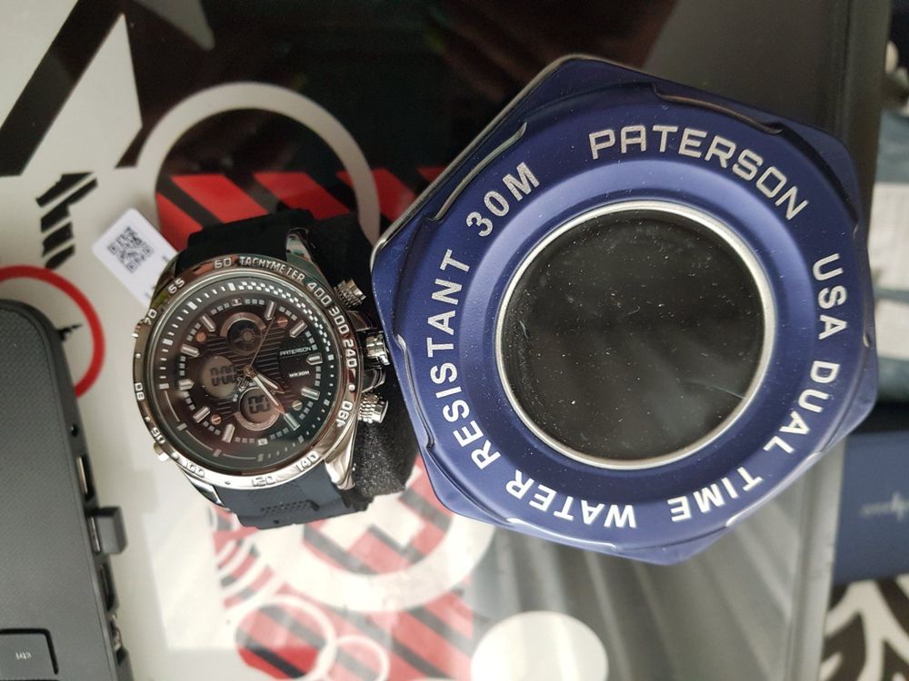 Paterson uhr dual time chronograph rubber hot sale