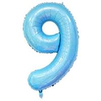 40" XL Metallic Zahlenballon Blau 9 - KOSTENLOSER VERSAND