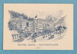Davos - Hotel Buol - Pferdetram - alte Ansichtskarte