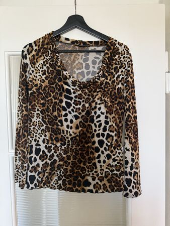 Y2k vintage Leopard Longsleeve Wasserfallausschnitt