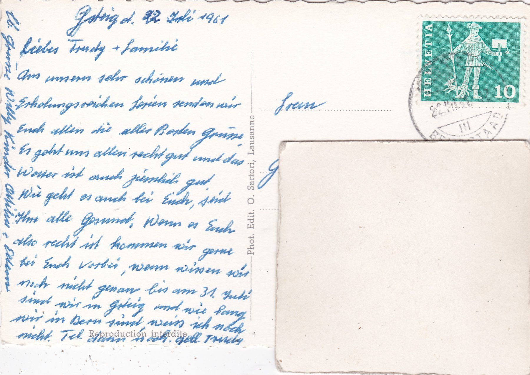 Cartoline postali: Lac Retaud 1961 – Usato da Herisau venduto da Lisegrat2008 1