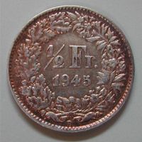 024 CH, 50 RAPPEN 1945 B, ABART, SILBER, ss