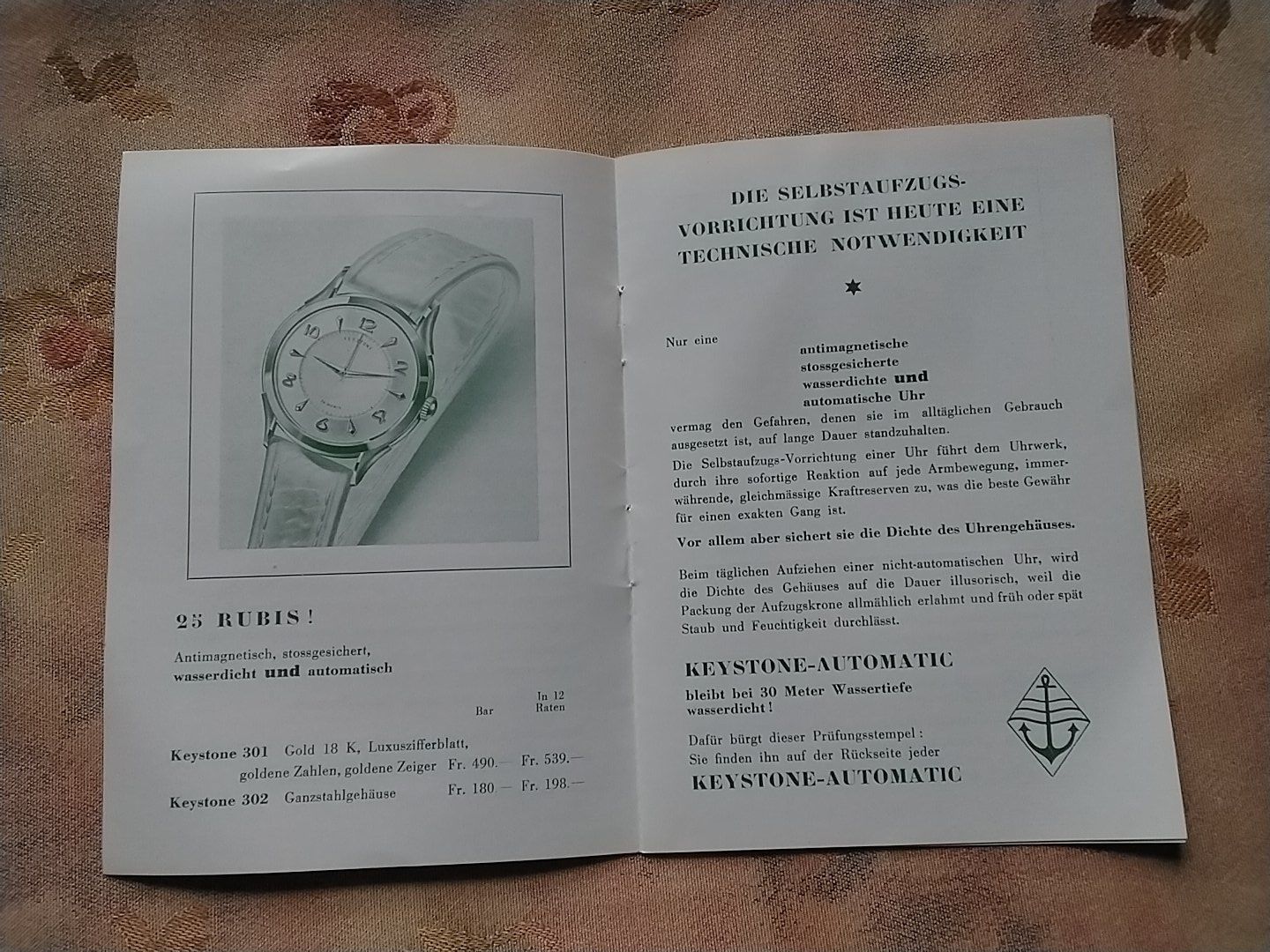 Documenti: Keystone Automatic Uhr Broschüre,  Vintage – Usato da Biel/Bienne venduto da taki25 2