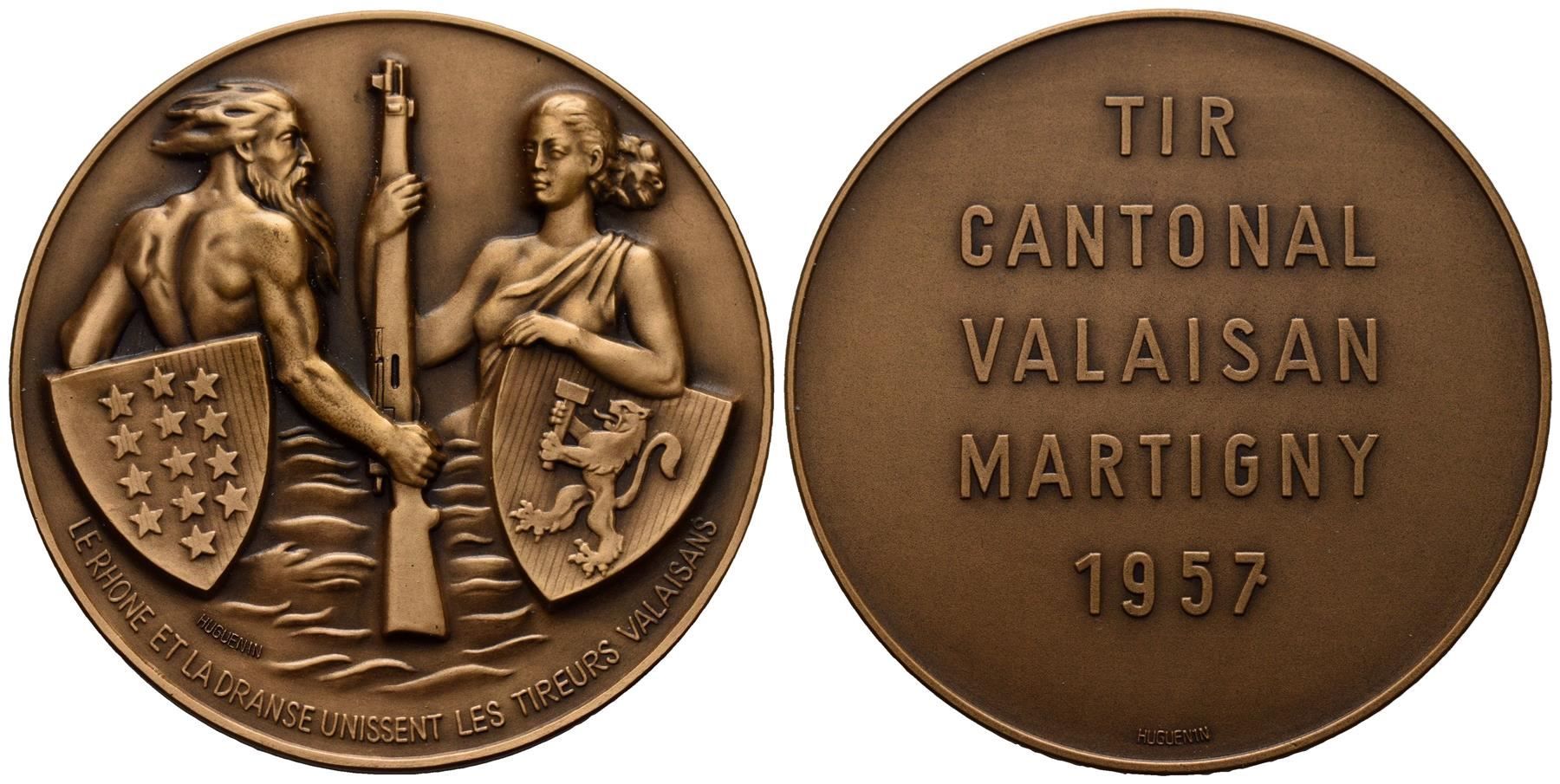 Medaillen: Wallis 1957 , Bronze /1494 – Gebraucht aus Trimbach von Solothurn1