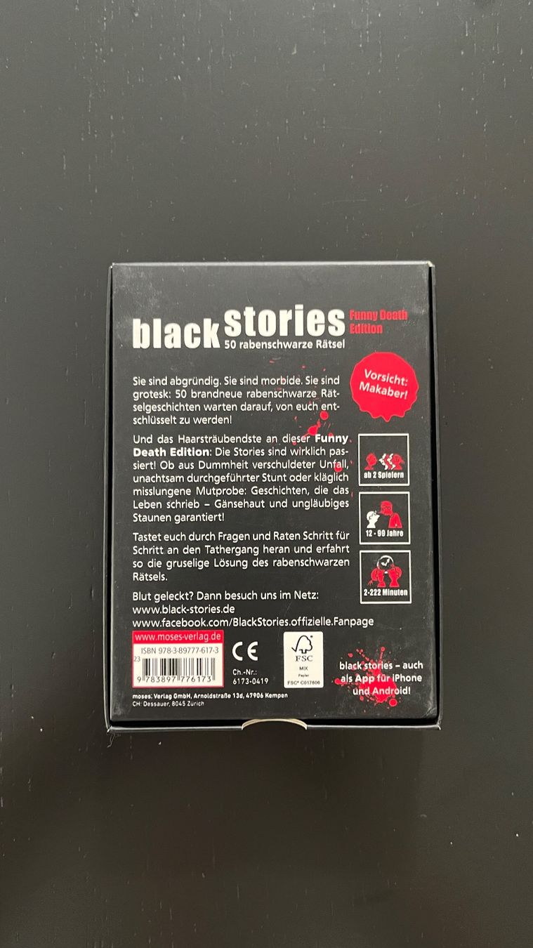 Giochi: Black Stories, Funny Death Edition – Usato da Luzern venduto da Mcleon 1