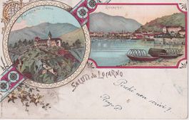 AK Litho - Locarno, porto e Madonna del Sasso fine '800 rara