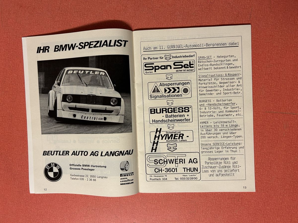 Dokumente: Offizielles Programm Int. Bergrennen Gurnigel 1980 – Gebraucht aus Lanzenhäusern von vic63 2