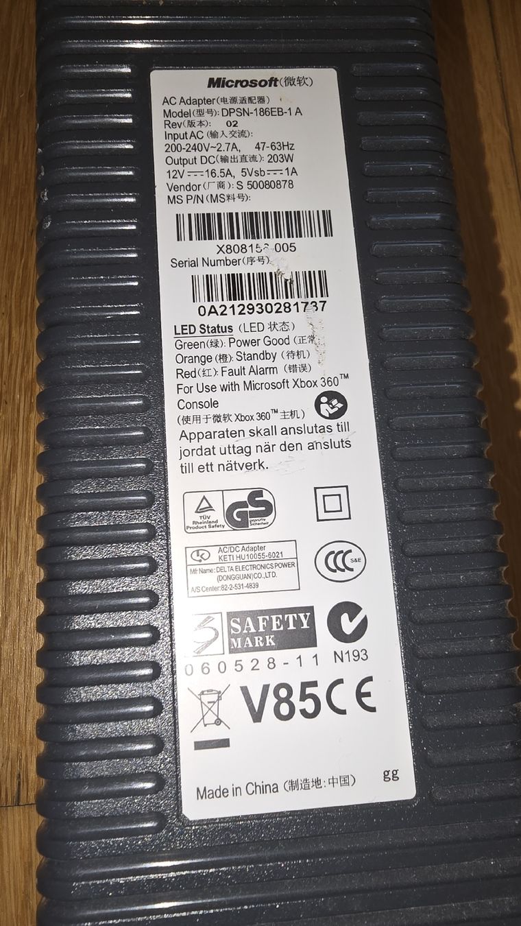 Microsoft Adattatori & Cavi: Xbox 360 netzteil DPSN-186EB-1A – Usato da Lenzburg venduto da cameleoncolor 1