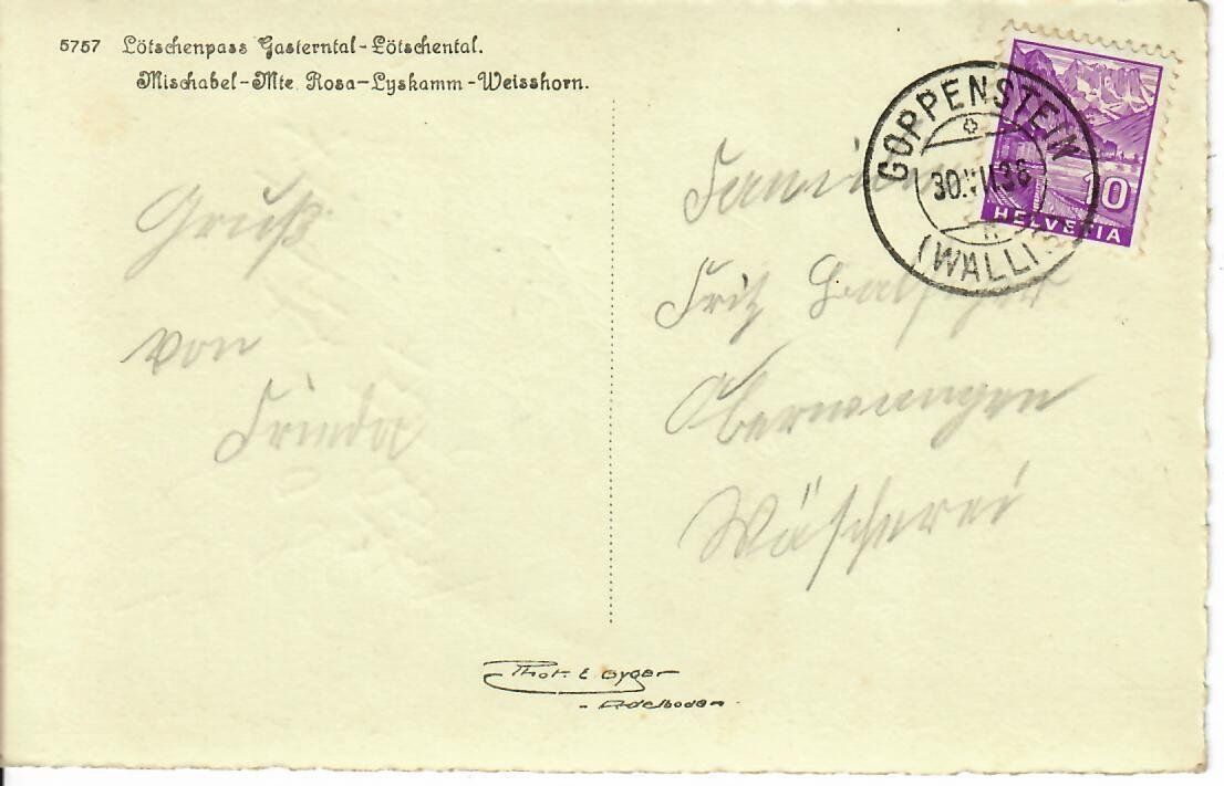 Cartoline postali: Lötschenpass – Usato da Hochdorf venduto da Ziegel-16 1
