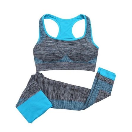 NEUES Sport Set blau-grau mit BH Pads für Gr. XS/S - 202815