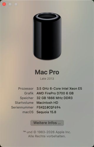 Apple PC: Apple MacPro 3.5 GHz 6-Core Intel Xeon 2013 (MacOS Sequoia) – Usato da Mägenwil venduto da danze 1