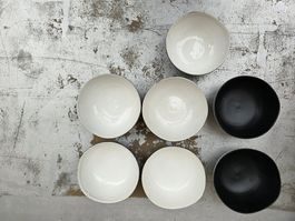 Keramik: Schalenset 7-tlg. schwarz-2.Wahl
